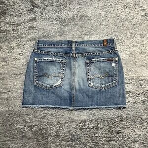 Vintage Y2K 7 For All Mankind Skirt Denim Size 9 (31") Blue Mini Micro Baddie